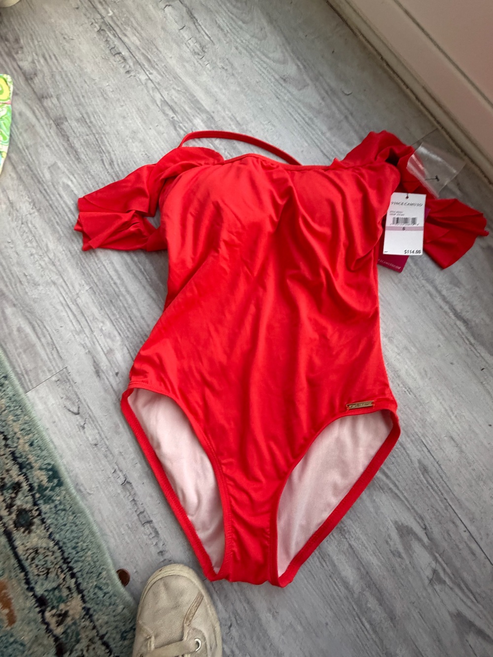 Vince Camuto Bright Red Bandeau One-Piece